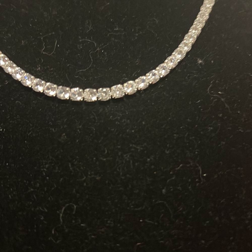 Round Cut CZ Diamonds Necklace Unisex 18” Silver-tone BRAND NEW - Picture 5 of 8